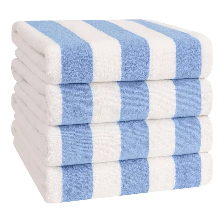 Pool Towel / Handuk Renang Motif Stripe White Light Blue