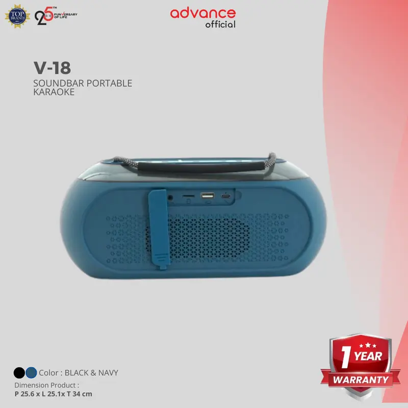 【COD】Advance V-18 Speaker Lampu RGB Karaoke Bass Plus 2 Mic Wireless Bluetooth Speaker USB Speaker Komputer Speaker Aestetik Garansi 1 Tahun Speaker Hi-fi Sound Speaker Murah 1