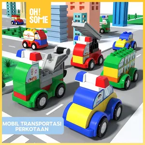 OHSOME  Yinerle City Traffic Car Robot 54 Pcs / Mainan Rakit Blok Susun Balok Mobil Robot Edukasi Anak 54 Pcs
