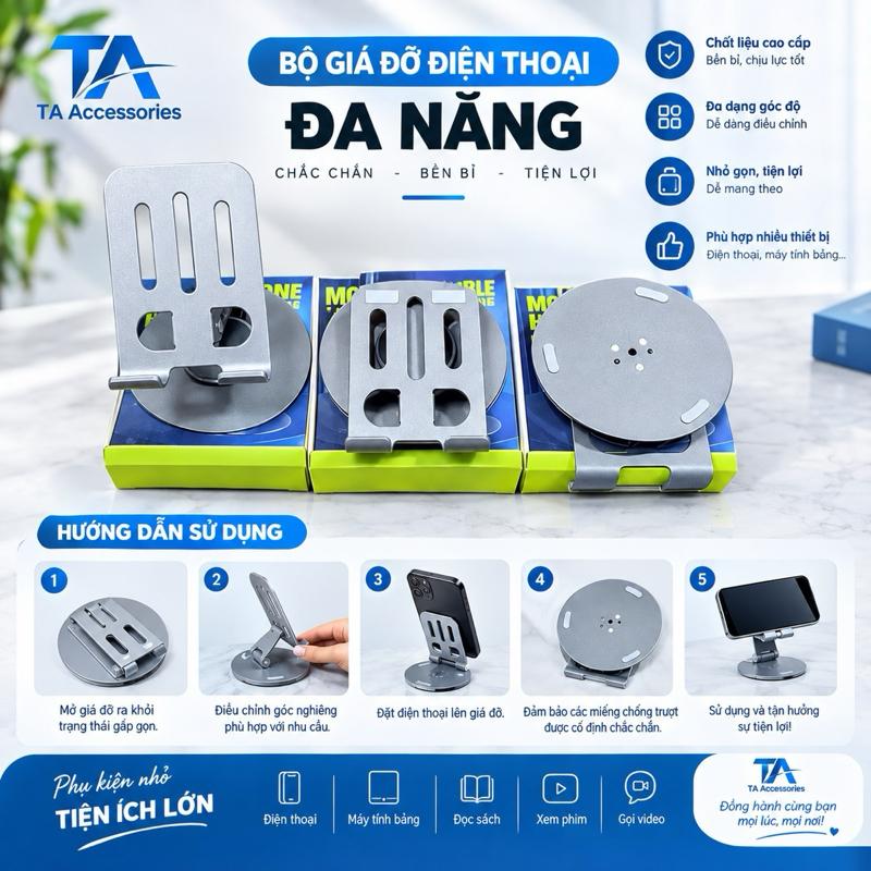 Bộ Giá Đỡ Điện Thoại Đa Năng Chắc Chắn Bền Bỉ Tiện Lợi Cho Điện Thoại Máy Tính Bảng Đọc Sách Xem Phim Ghi Video