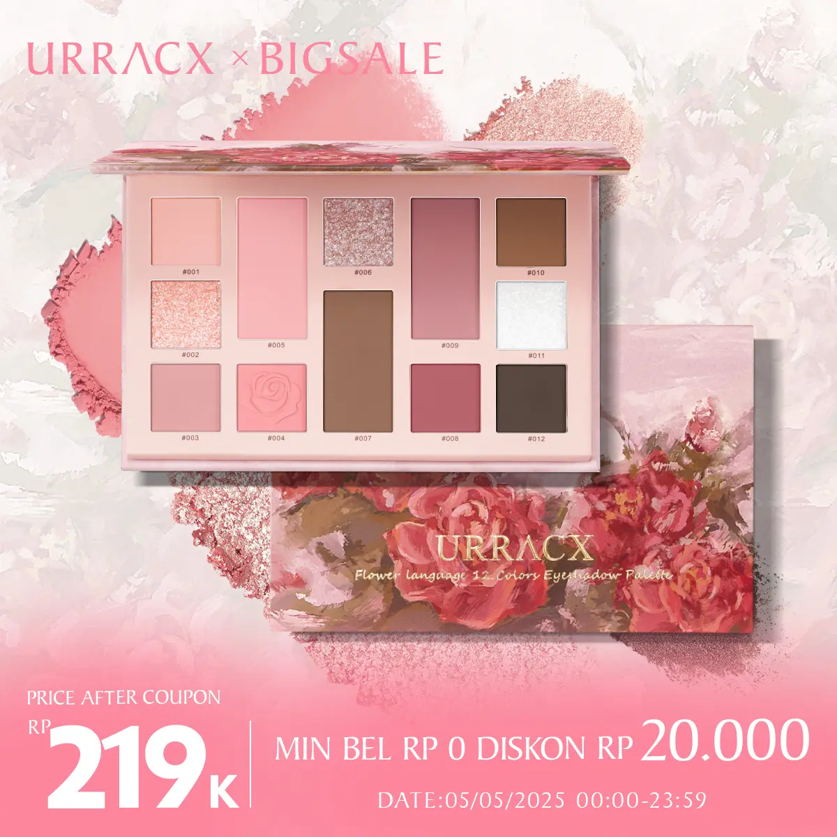 Urracx Eyeshadow Palette Flower Language 12 Colors Face Palette  Elegant Kosmetik(13.5g)