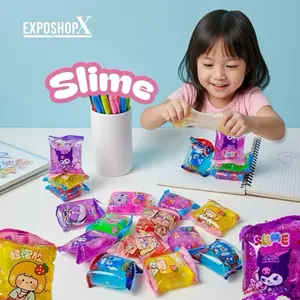 1 PACK ISI 6PCS SLIME PACK CRYSTAL MUD MAINAN ANAK IMPORT 6 WARNA MOTIF SANRIO, PRINCESS, ASTRONO, DLL