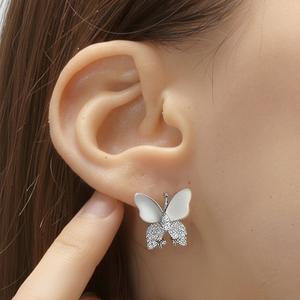 Stud Earrings with Orchid Pearl Design and Simulated Diamond Accents | Crafted from Genuine 925 Sterling Silver, Hypoallergenic