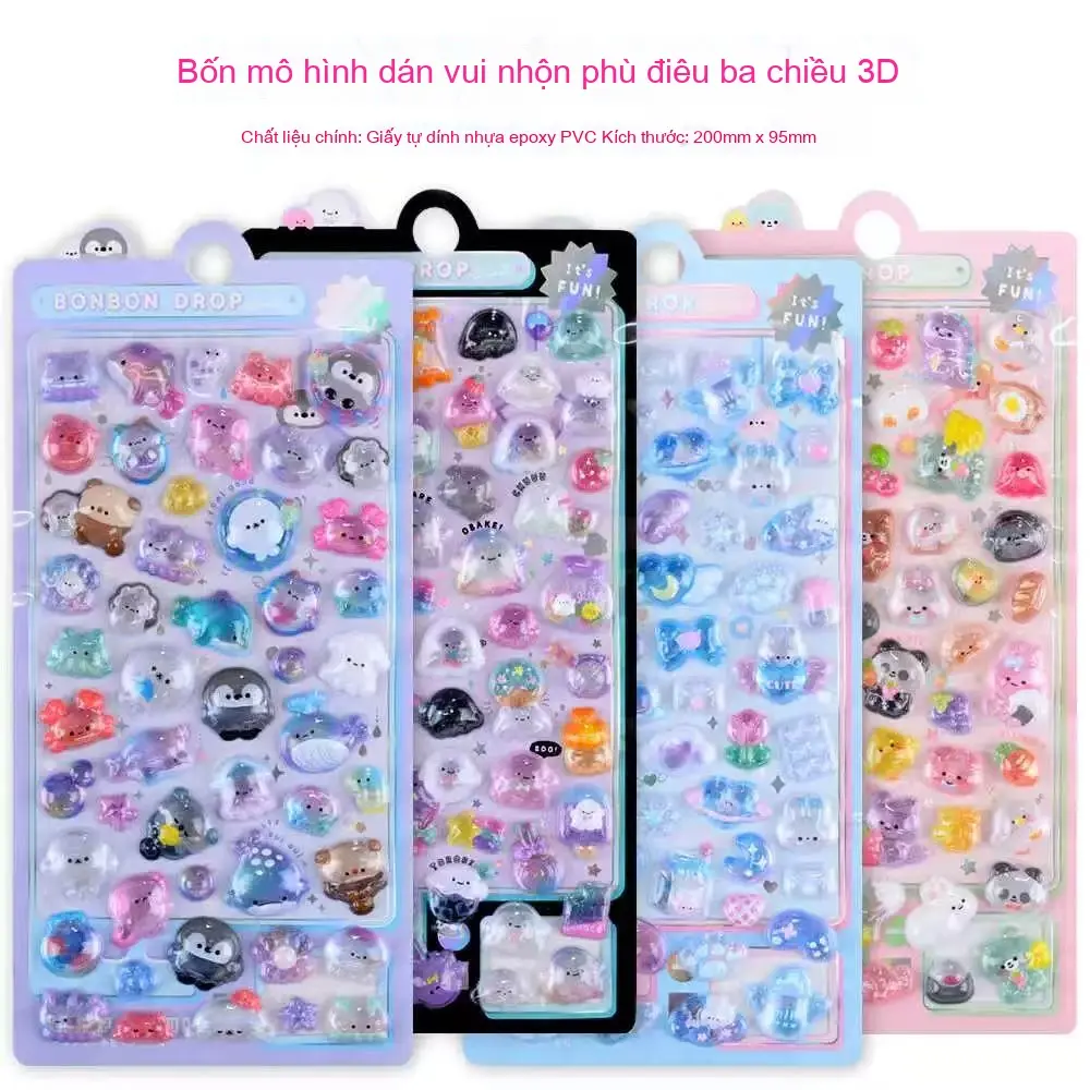 PHONG CÁCH NHẬT CHẠM NỔI 3D HÌNH DÁN VUI NHỘN ĐÁ PHÁLÊ TRANG TRÍ CHO BÉ HỌA TIẾT 3D DỄ THƯƠNG