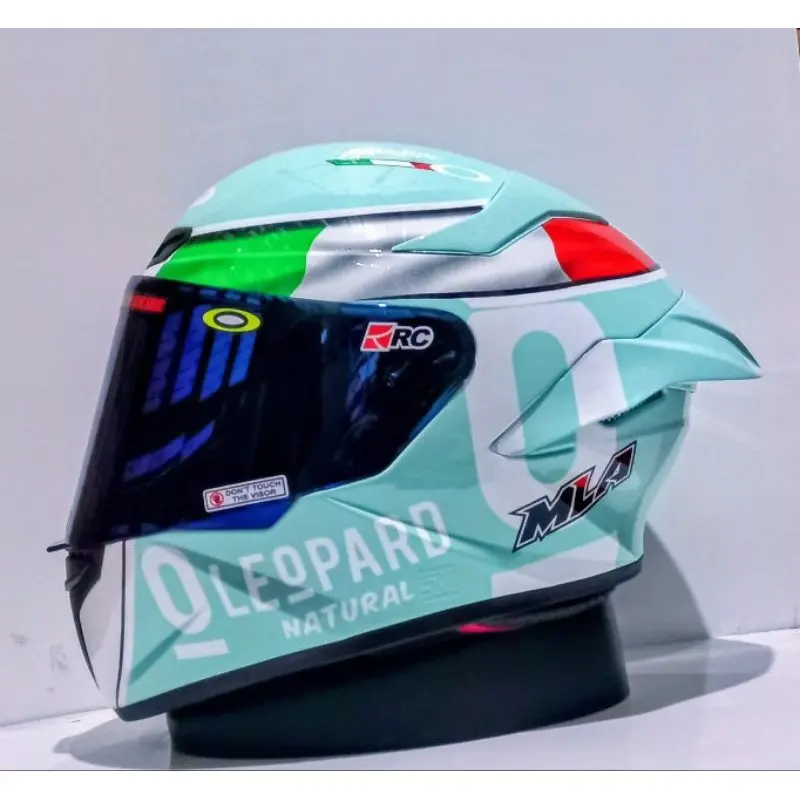 Helm Full Face Mla Motif Leopard Paket Ganteng Visor Blue/red gold Helm Terbaru Mla Cryptom Motorcycle