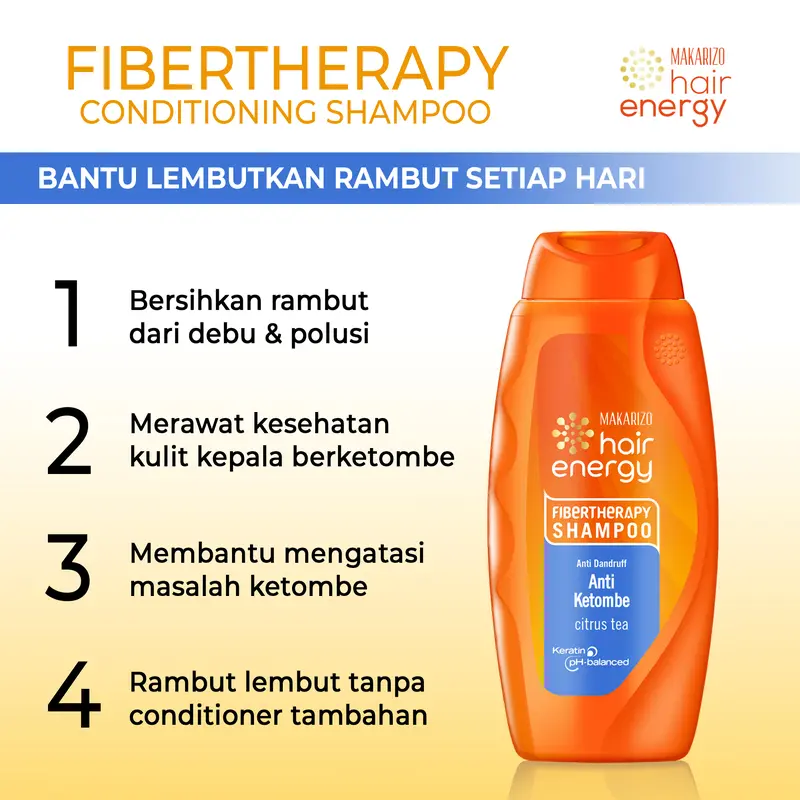 Makarizo Hair Energy Fibertheraphy Shampoo Anti Dandruff Citrus Tea 170mL / Haircare / Perawatan / Conditioner Sampo / Membersihkan Ketombe / Extract 3