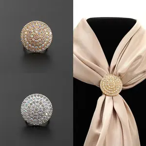 Bros Hijab Bulat Berlian/Muslimah Full Crystal Round Brooch/Premium Sparkling Round Hijab Pin