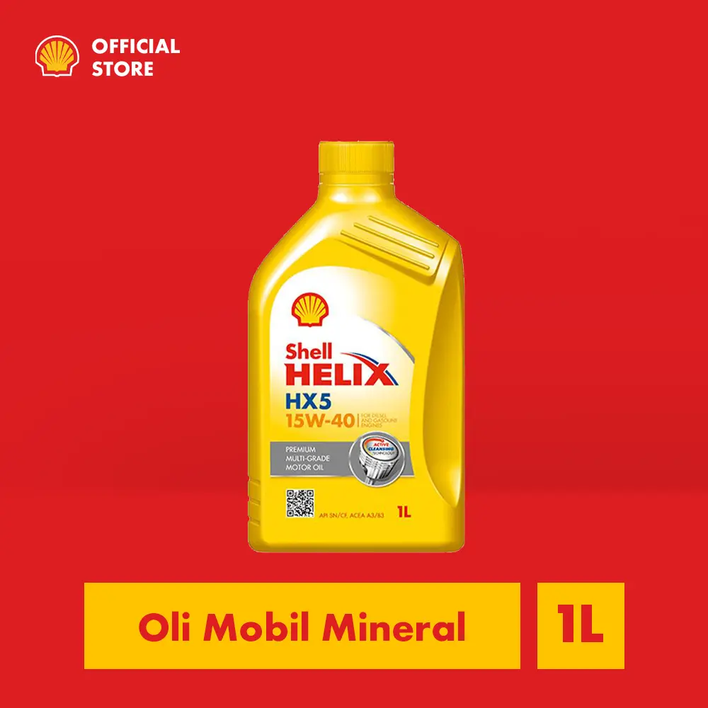 Oli Mobil Shell Helix HX5 15W-40 (1L)– Premium Mineral Pelumas Mesin Mobil harian Generasi Lama Lebih Awet & Performa Stabil