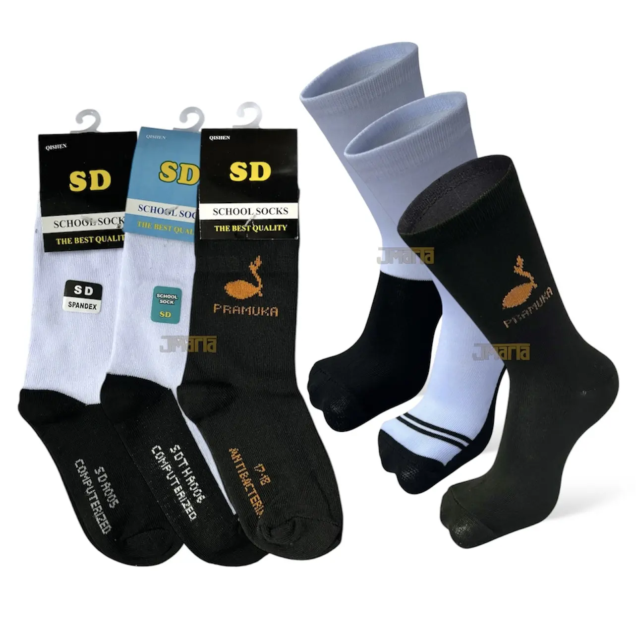 kaoskaki | paket bundling 3 pasang kaos kaki anak sekolah panjang| kaos kaki anak sekolah SD, SMP, SMA | Warna putih, hitam dan putih telapak kaki hitam. Fashion