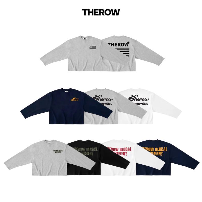 Áo Thun Tay Dài Long Sleeve Boxy THEROW 250gsm Form Rộng Cổ Tròn Unisex Nam Nữ Basic