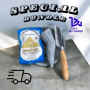 Paket Bundle Set Cobek 16 dan Munthu, Pisau Kecil, Garam Dapur - 4 Pcs - Kitchenware