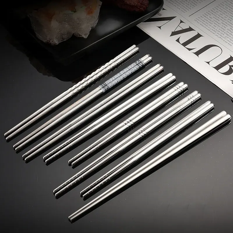 BISA COD H6870 Sumpit Stainless Steel Korean Style Anti Panas / 1 Pasang Korean Chopsticks Reusable