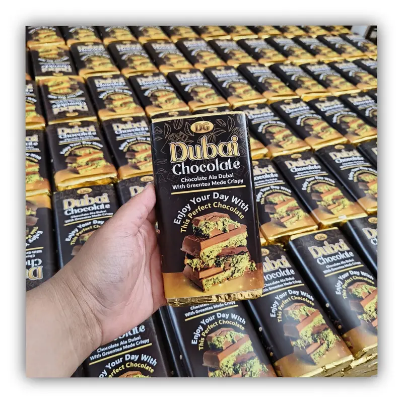 COKLAT VIRAL ALA  280 GRAM KUNAFA MERK DG GREENTEA WITH MEDE CRISPY kunafe coklat lebaran   Food Snacks Cemilan chocolates dubai 3