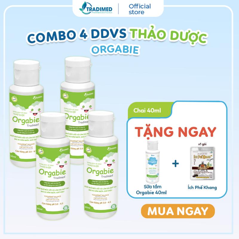 [Tặng Sữa tắm 40ml] Combo 4 Dung Dịch Vệ Sinh Thảo Dược Cho Bé Orgabie Tradimed Dung Tích 40 ml