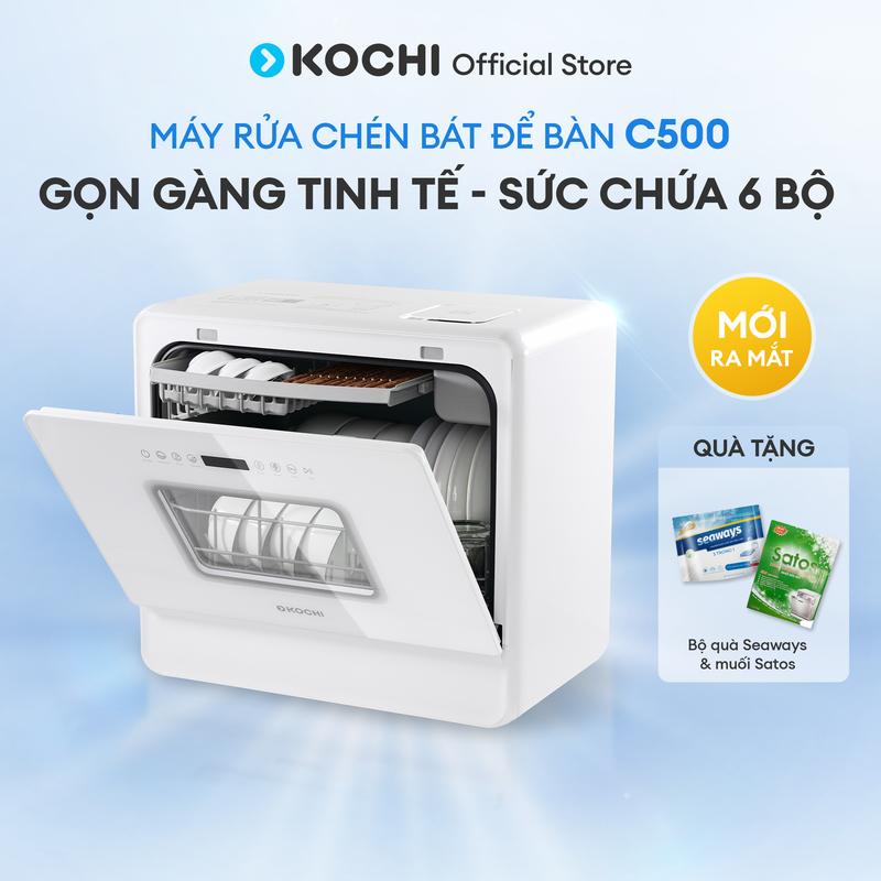 [MỚI RA MẮT] Máy rửa chén bát để bàn KOCHI C500 - Sức chứa 6 bộ - Không cần lắp đặt - 5 chương trình rửa, sấy nóng khử trùng - Tiết kiệm điện nước - 2 cơ chế cấp nước tiện lợi - Bảo hành 12 tháng - Kochi Vietnam