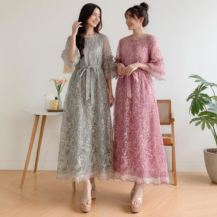 Promo JC#Dress Dress Daniela Size M-XL Fashion Gaun Wanita Bahan Brokat  Brukat Lace Furing Formal Outfit Pesta Panjang Elegan Anggun Kondangan  Party Longdress Dres Daniel by Joca Clothing - Abu, Size L -