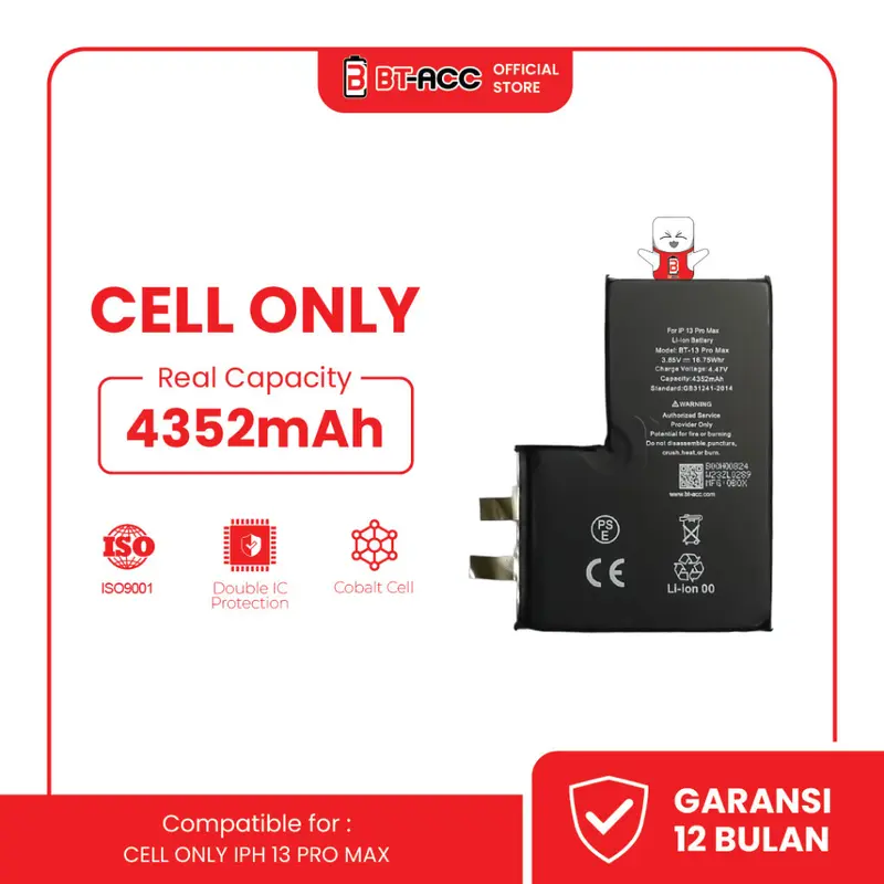BT-ACC Baterai Batre Batrai For Cell Only iPhone 13 Pro Max With 4352mAh / Tanpa Soket (Unfinish)