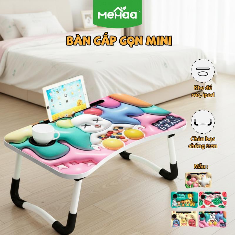   SIZE NHỎ 29.8x47.7X21.7cm  Bàn Học Gấp Gọn MEHAA Có Khe Đựng Máy Tính Bảng  Có Khay Đựng Ly Hoạ Tiết Hoạt Hình In 3D Dễ Thương 