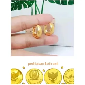 Anting koin asli 1991-1992 Anting clip terbaru warna emas anti luntur dan karat