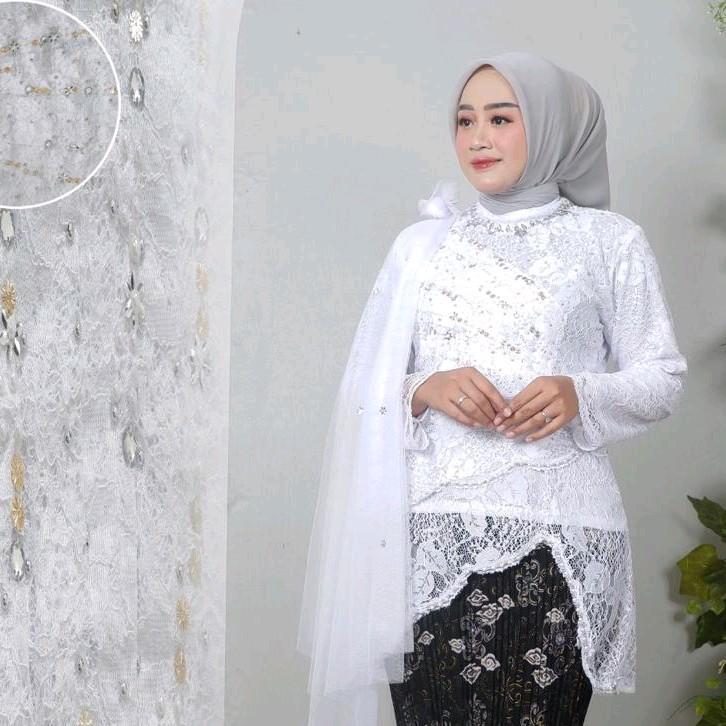 Atasan Kebaya Brokat Selena Payet Slendang Tille Polos Baju Pesta Wisuda rok kebaya 1