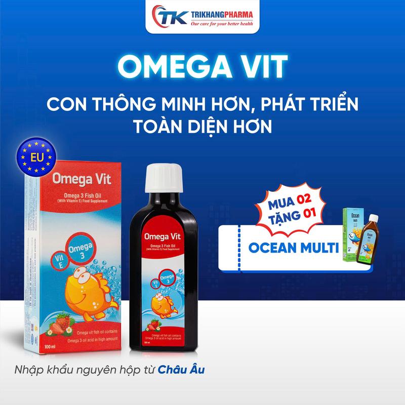  Omega Vit bổ sung Omega 3 DHA EPA hàm lượng cao phát triển não bộ và thị lực - dầu cá chai 100ml 