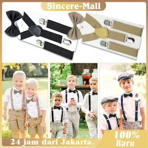 1set Suspender Dan Dasi Kupu Kupu Bowtie Untuk Anak Laki-Laki Dan Perempuan / Suspender Set