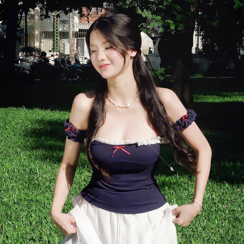 Áo coquette nữ mặc 3 kiểu có tay / tube/ 2 dây mùa hè Noiree - NA496