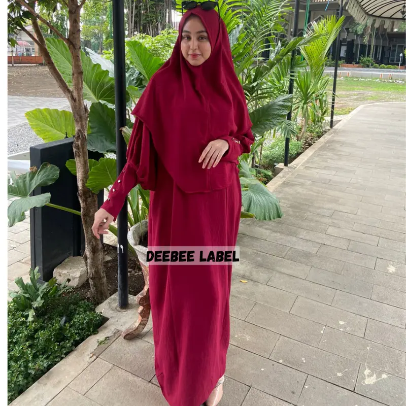 FATIMAH GAMIS KAFTAN ONE SET HIJAB SET SYAR'I GAMIS SYAR'I CRINCLE AIRFLOW PREMIUM 3