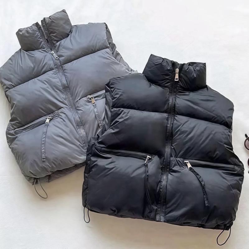 JLK - Áo gile phao siêu nhẹ 2 khoá túi màu đen và ghi xám cho bé trai và bé gái