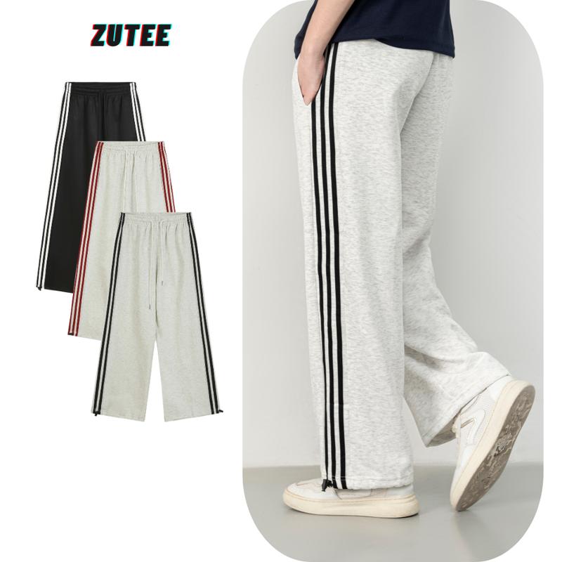 Quần 3 Sọc Quần Ống Rộng Dáng Suông Unisex Nam Nữ Vải Nỉ 2Da Dày Dặn Mềm Mại Sport Tập Thể Dục Jogger Tổ Ong Gym