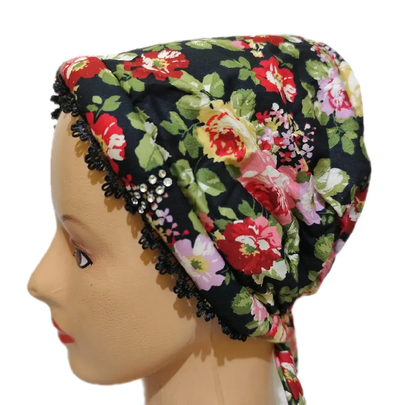 Kupluk Kerpus Topi Hijab Turban Instan Praktis Kerudung Turki Wanita Ciput Katun Dewasa Hitam 4