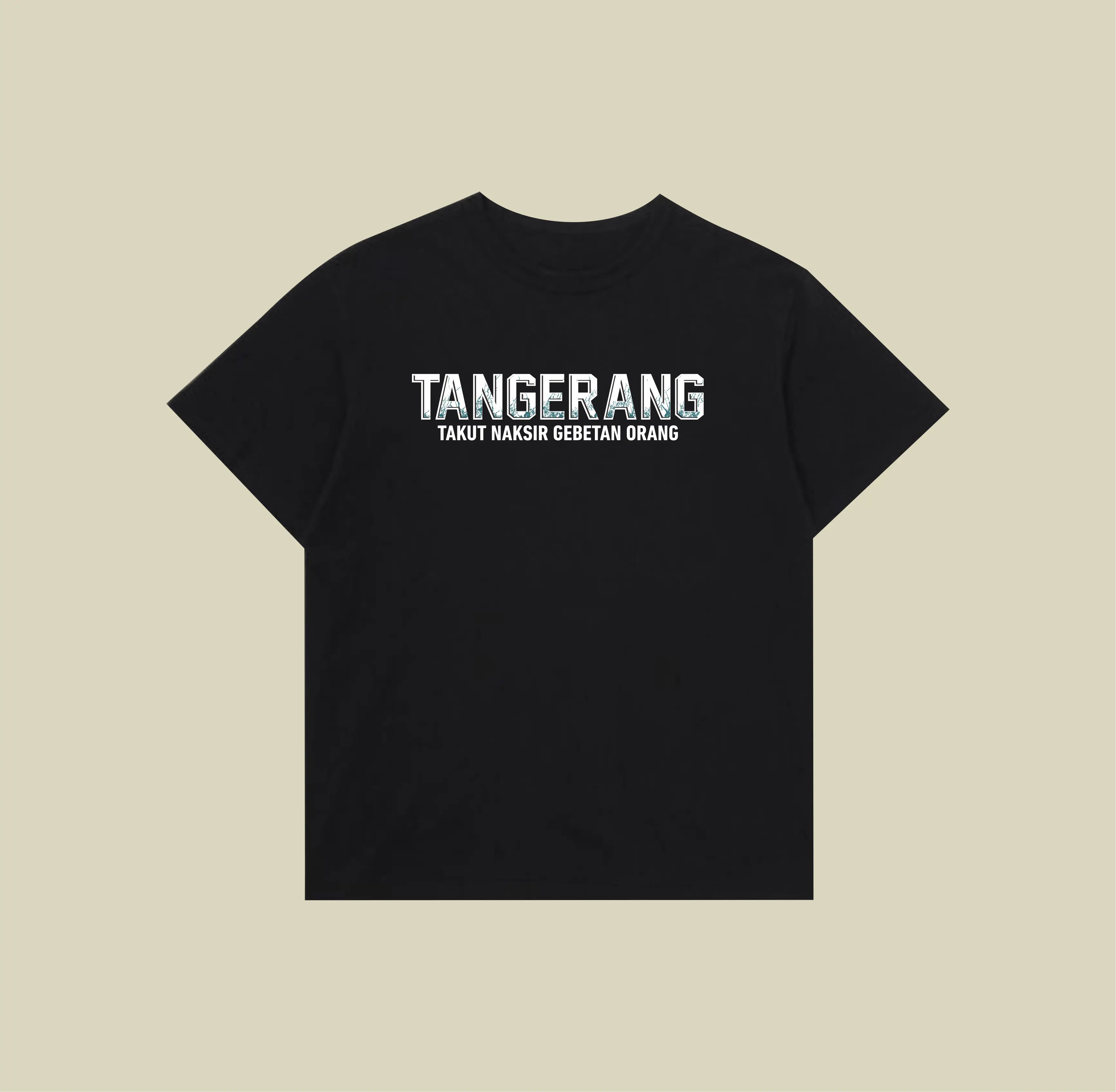 Kaos kota Tangerang T-shirt  Plesetan Kota Tangerang bahan katun combed adem lembut nyaman dipakai Hitam