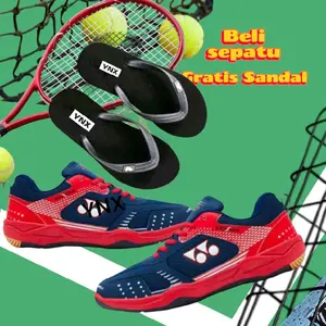 Sepasang Sandal dan sepatu badminton Classic Spon Dapat 2 Pria Cewek Ukuran 38-43, Insole Karet Spon Anti Putus Sendal