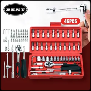 【46PCS】 Kunci Sok Set Socket Full Lengkap Socket Tool Kit Pas Ring Motor Kunci Socket Wrench Pas Sok Shock