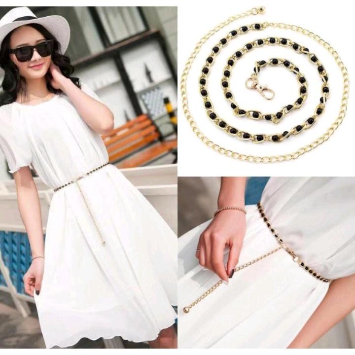Comfitstore SB01 Sabuk Rantai Mutiara Wanita Cantik Ikat Pinggang ...