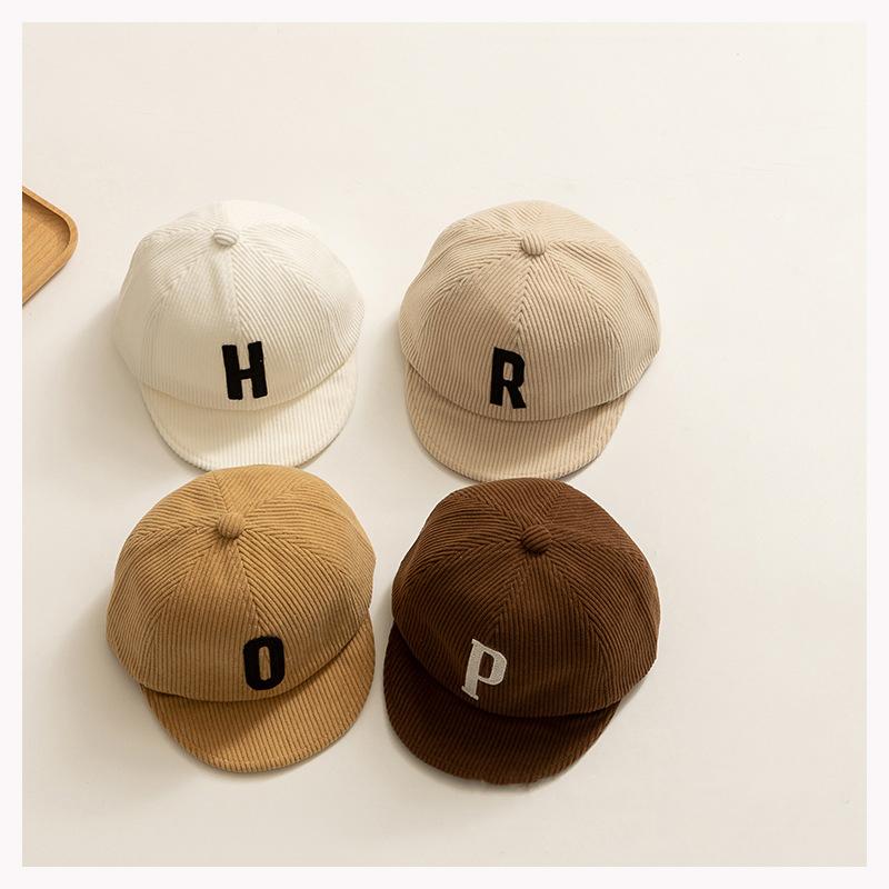 Product Introduction of 3-24M Corduroy Letter Baby Baseball Cap Solid Color Soft Brim Toddler Kids Peaked Caps Outdoor Adjustable Boy Girl Sun Hat 8
