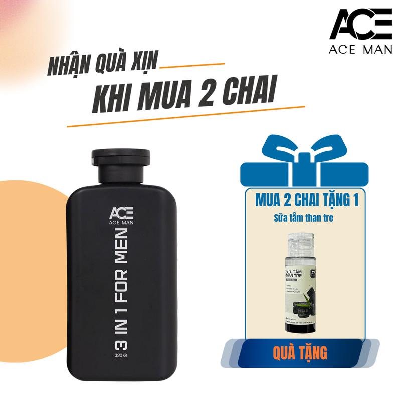 [MUA 2 TẶNG 1] Sữa tắm gội 3IN1 cho nam, Phiên bản Prebiotic hương nước hoa 320G , Sữa tắm Dưỡng Thể ACEMAN