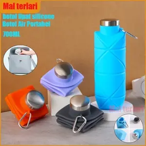 700ml/botol minum lipat botol minum lipat silikon tempat minum silikon botol minum portable foldable bottle silicone collapsible bottle Botol air lipat portabel Botol Air Minum Lipat Portable Bahan Silikon Ukuran 700ml Dirancang untuk olahraga