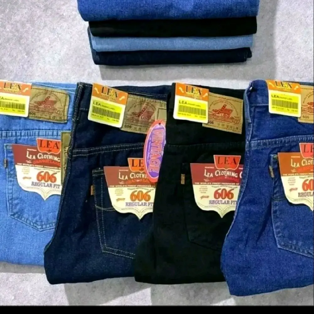LEA 606 Celana Jeans Pria panjang Standar Size 28-38 Denim Nyaman Lembut Lentur tidak kaku Dewasa Santai Polos tidak berbulu