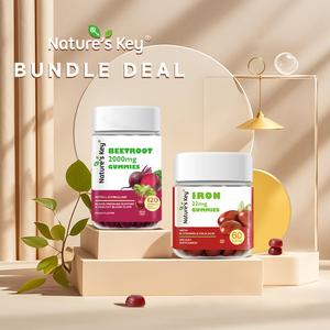 【Bundle Deal②】Nature's Key Halal Beetroot Edible Gummies  + Iron Gummies  Blood Pressure & Circulation Support & Anemia & Iron Supplement Dietary Healthcare Vitamin Fitness