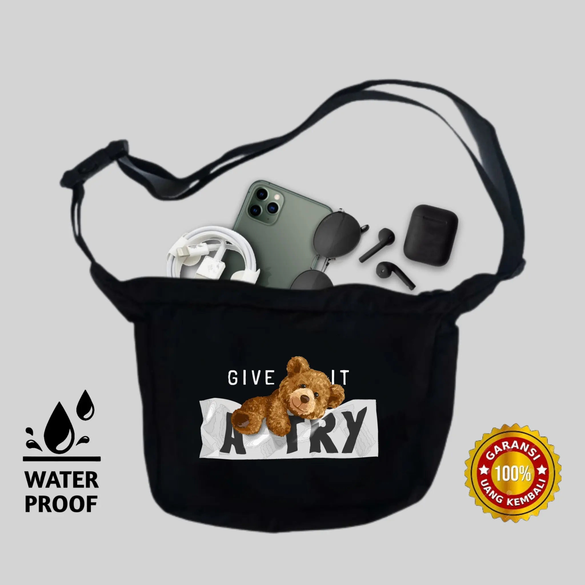 Tas Selempang Distro Termurah Untuk Pria Wanita dan Cowok dengan Material Taslan Fabric Parasut Waterproof