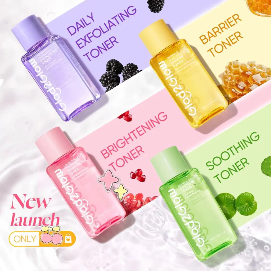 TONER GLAD2GLOW - EXFIO UNGU - BRIGTENING PINK - BARIER KUNING - SHOOTING HIJAU