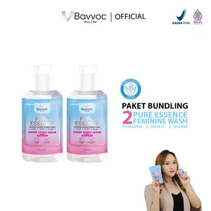 BAVVOC 2 Pcs Pure Essence Feminine Hygiene Wash Sabun Pembersih Kewanitaan Ekstrak Propolis Manjakani I Niacinamide, Perawatan, Cair, Pencerah, Membersihkan wangi wanita Paket Feminime Care pH bpom