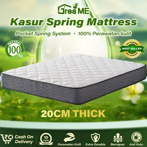 GREAME Kasur Springbed Spons Busa Kasur Spring Mattress 20cm Matras Bernapas Anti Lembab Anti Tungau getah karet