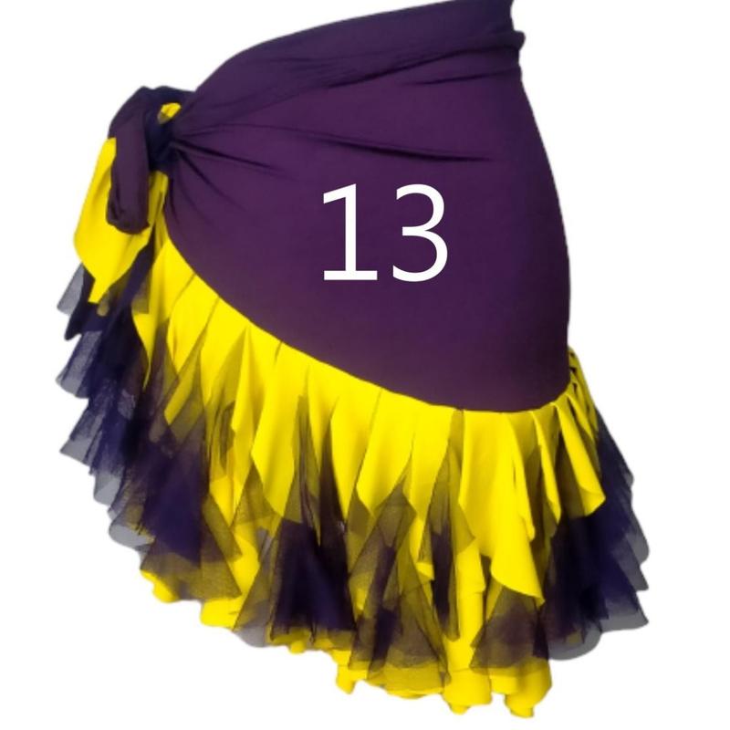 Rok Esmeralda rok Line dance latin belly dance model lilit dengan ruffle rumbai 3