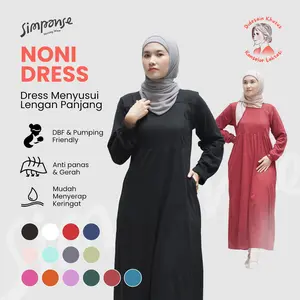 NONI DRESS LENGAN PANJANG ( GAMIS Menyusui Lengan PANJANG Cotton Combed 30s ) Putih