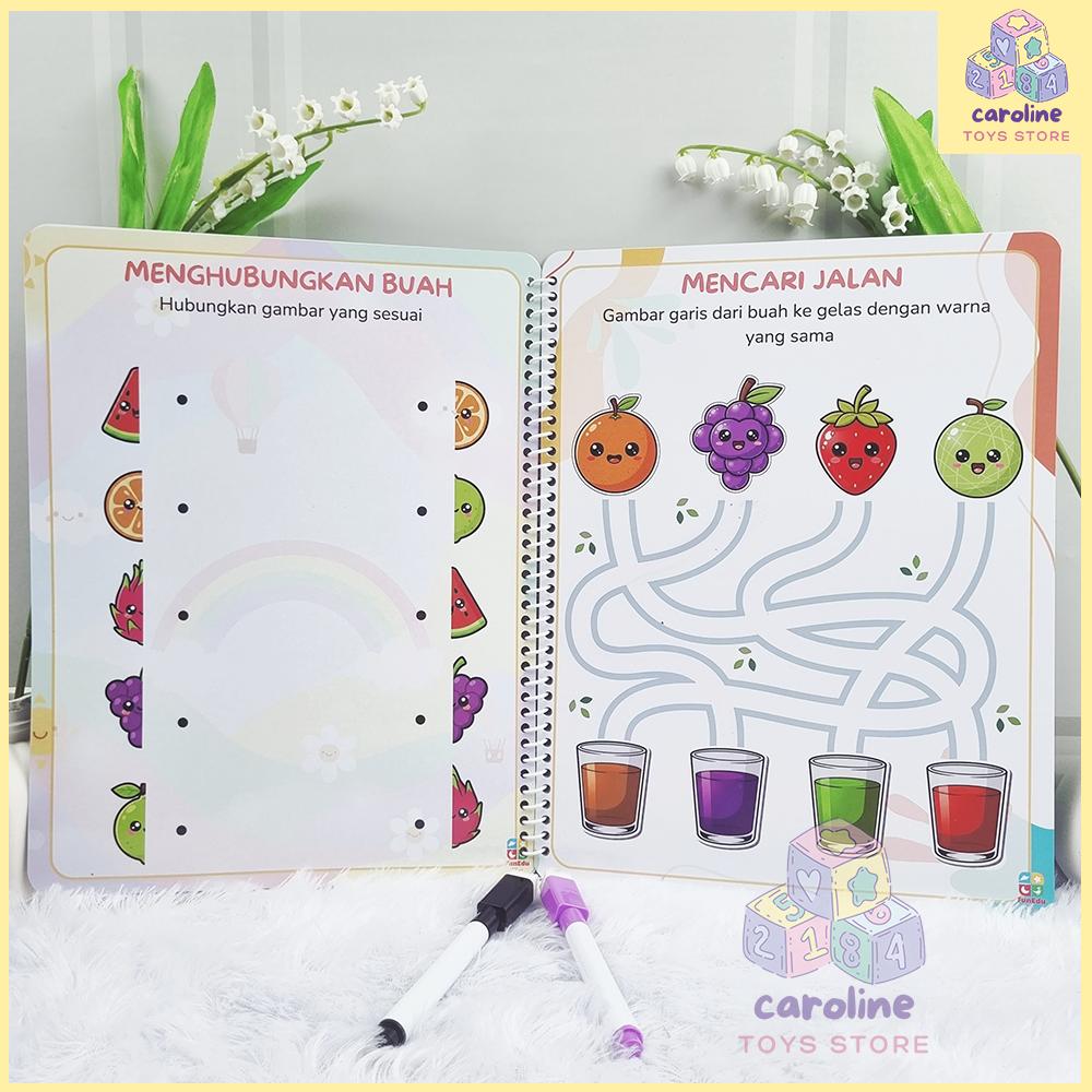 Buku Aktivitas FUNBOOK Aktivitas Hapus Tulis Paud Pra TK 2 3 4 Tahun Gratis Spidol