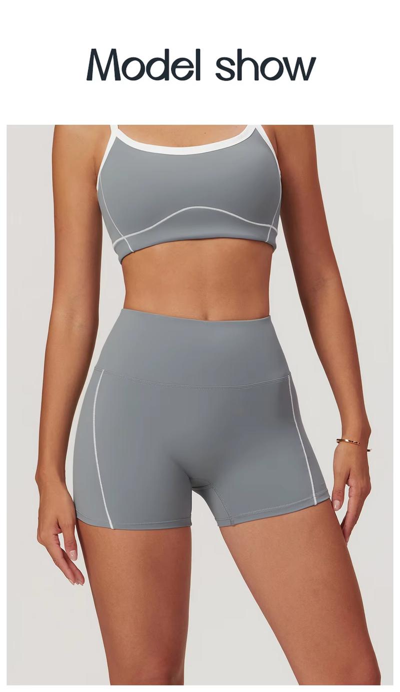 Product Introduction of Nude Skinny Yoga Shorts High Waist Lift Hip Outdoor Fitness Shorts Women Running Sports Fitness biker  shorts 5