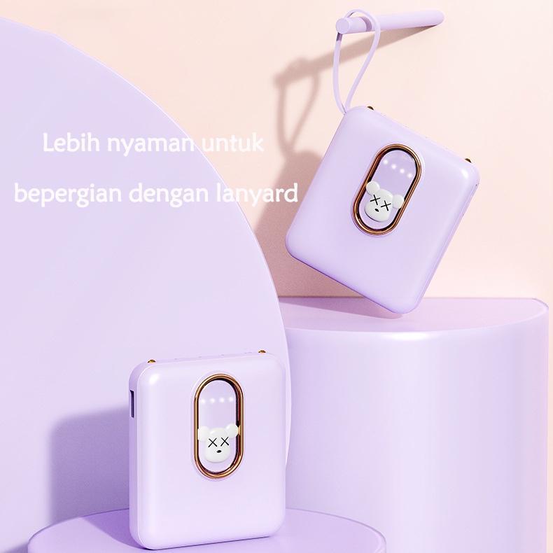 PowerBank Mini 20000mAh Ultimate Backup Battery Cute Kaws Good Quality with 4 Charging Cable Fast Charge 20000mAh Powerbank Charger for Samsung iPhone Jam Pengisian Cepat 2.0