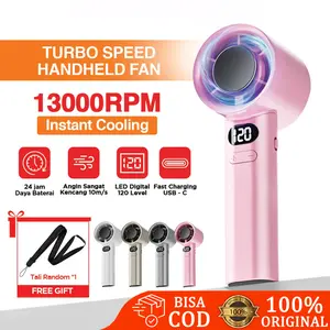 Kipas genggam mini portabel Kipas mini berkecepatan tinggi kecepatan yang dapat disesuaikan Angin super kencang dengan tampilan LED pintar
